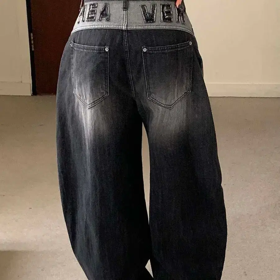 【BAON】[unisex] side folding washed balloon wide denim PT Designer fashion, Seoul-fully created | W Concept