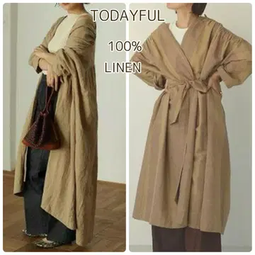 TODAYFUL 투데이풀 린넨 개더 가운 원피스 마 겉옷 M