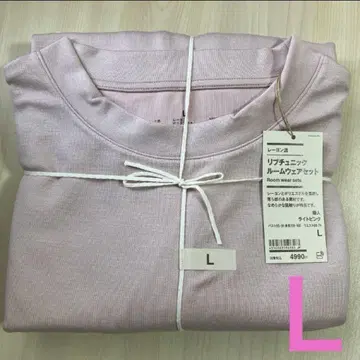 무인양품 [ 레이온 혼방 리브 튜닉 룸웨어 세트 (라이트핑크 L) ]