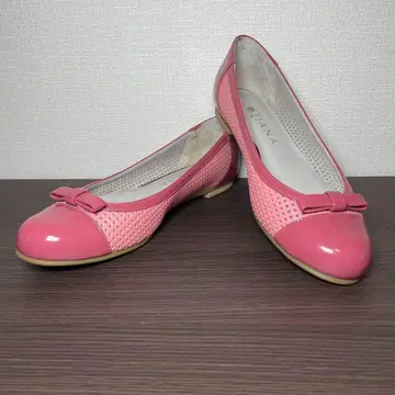 23cm DIANA 다이애나 쇼킹 핑크 펌프스 리본 로우