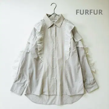 새상품급 퍼파 FURFUR 스트라이프 프릴 셔츠