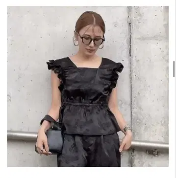 시마무라 kaoru 콜라보 L 자카드 프릴 풀오버 코쿤 팬츠 세트