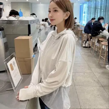 시이쨩 차광 후드티 차광 팬츠 상하의 세트 메쉬 포함 그레이지