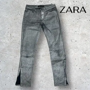 [레어] [새상품급] ZARA BASIC 사이드 지퍼 실버 팬츠 38