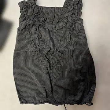 프릴 블랙 스트라이프 슬리브리스 롱 스커트 세트
