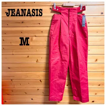 JEANASIS 하이웨스트 팬츠 버튼 사이드 컷 와이드 빨간색 M