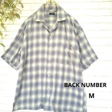 [백넘버] 옴브레 체크 반팔 셔츠 라이트 블루 스카이블루 M