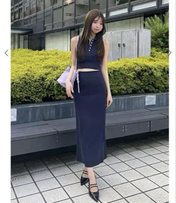 SNIDEL 폴로 컷 세트 택 포함 새상품 네이비 S