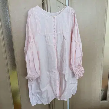 sm2 다치카와 한정 아스델 가공 핀턱 원피스 핑크 버튼 튜닉