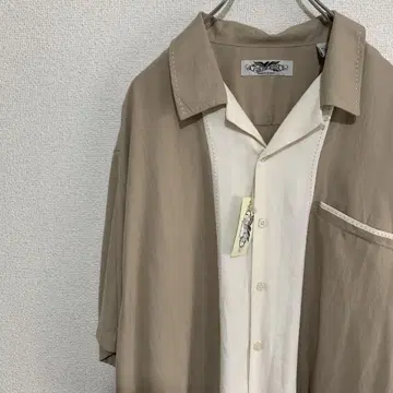실크 오픈 카라 반팔 셔츠 데드스탁 미사용 로커빌리
