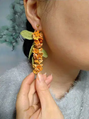 크로셰 뜨개질 금목서 귀걸이