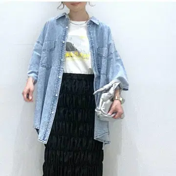 LEPSIM 데님 빅 튜닉 셔츠