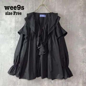 새상품급 wee9s 윅스 빅 카라 프릴 블라우스 블랙 Free