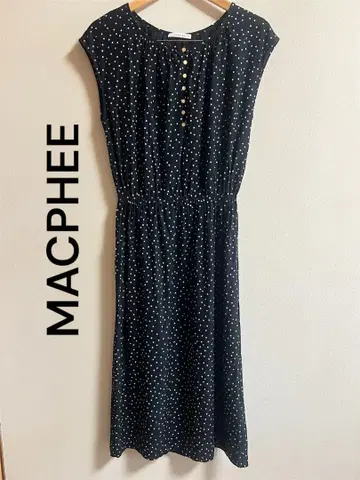 MACPHEE 마카피 블랙 도트 무늬 슬리브리스 원피스 36