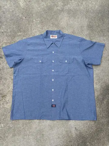 BIG size Dickies 반팔 워크 셔츠 블루