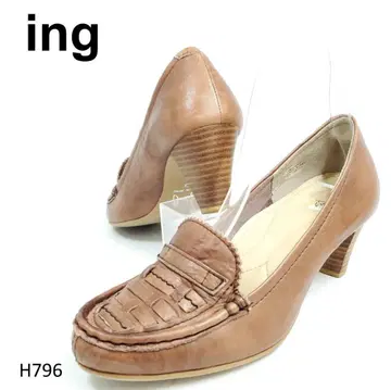 잉그 로퍼 펌프스 패치워크 천연 가죽 레더 와이드 힐 23cm
