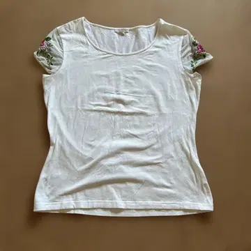 ESCADA 자수 화이트 반팔 티셔츠
