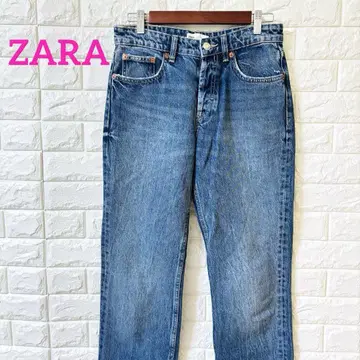 자라 ZARA 다크 네이비 스트레이트 데님 청바지 컷오프 사이즈 36