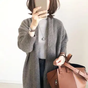 [새상품급] 무인양품 야크 카멜 롱 가디건 다크 그레이 M~L