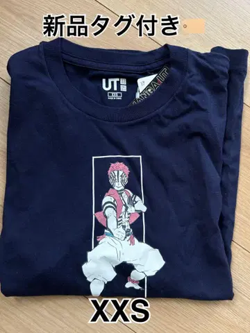 새상품) 귀멸의 칼날 아카자 UNIQLO 셔츠 T셔츠 네이비 XXS
