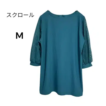 스크롤 7부 소매 레이스 절개 튜닉 M 디프 그린 봄/가을
