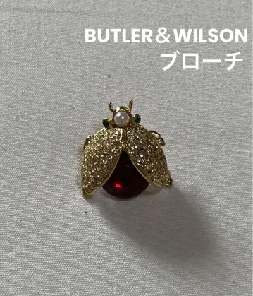BUTLER & WILSON 펄 큐빅 레드 골드 브로치