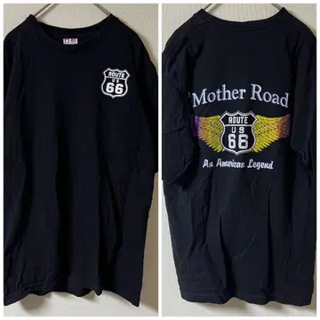 BAYSIDE/ROUTE66 프린트 티셔츠/M/블랙/USA 제작