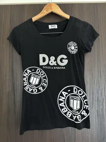 D&G 블랙 반팔 티셔츠 로고 프린트
