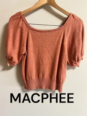 MACPHEE 오프숄더 니트 반팔 실크