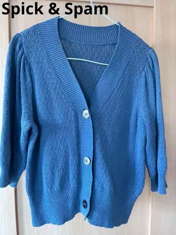 Spick & Spam 블루 퍼프 슬리브 가디건