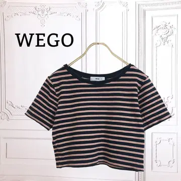 위고 [ WEGO ] 티셔츠 숏 기장 [ S ] 블랙 멀티 보더 반팔
