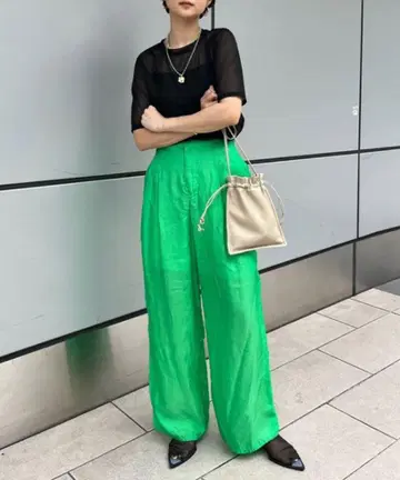 AMERI 아메리 CUPRO WIDE TUCK PANTS 턱 팬츠 그린