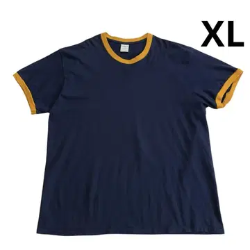 Port&Company 링거 티셔츠 XL 네이비 머스타드 코튼