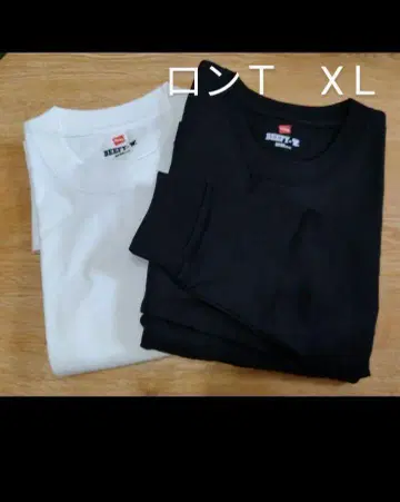 헤인즈 비피 롱 슬리브 롱T 긴팔 화이트 블랙 모듬 2매 세트