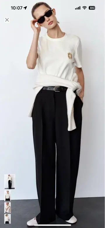ZARA 자라 브로치 디테일 티셔츠 S