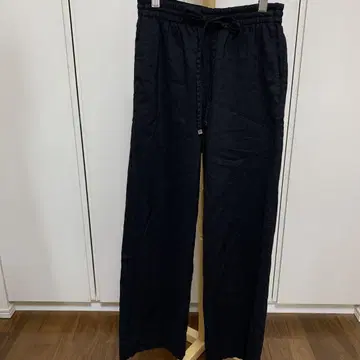 유나이티드 애로우즈 블랙 린넨 레이온 팬츠 허리밴딩