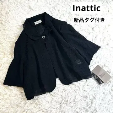 새상품 택 Inattic 얇은 소재 프릴 옷깃 자켓 블랙 7부 소매