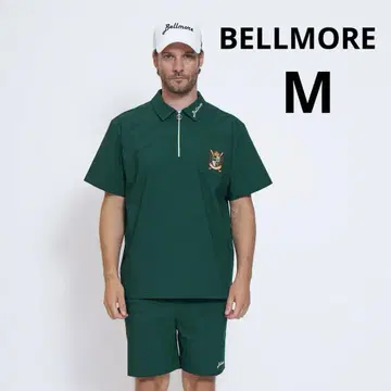 BELLMORE 벨모아 하프 지퍼 피케 셔츠 그린 골프 M