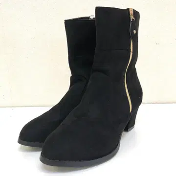 미사용 속기모 사이드 지퍼 스웨이드 느낌 숏부츠 25.5cm