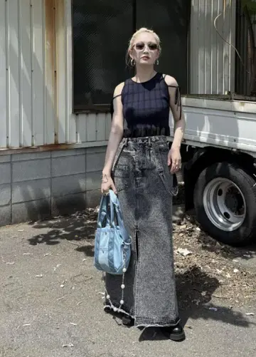 MEDI INVERT SUSPENDER DENIM SKIRT