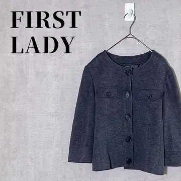 온워드 카시야마 FIRST LADY 노카라 자켓 7부 소매 레이온 혼방