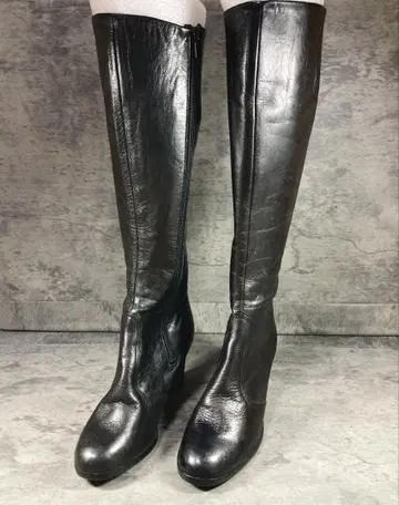 새상품급 [ 빈티지 ] 롱부츠 사이드 지퍼 힐 일본제 23cm