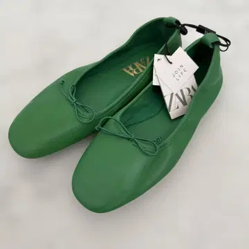새상품 택 포함 ZARA 그린 발레 슈즈 37 신발 24cm