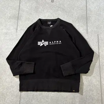 Y2K grunge ALPHA INDUSTRIES 앞V 맨투맨 블랙 M