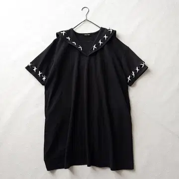캔디 스트리퍼 원피스 블랙 XXX 크로스 스티치