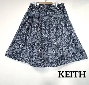 KEITH 페이즐리 무늬 무릎 기장 플레어 스커트 40 파랑 여성용