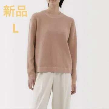 MUJI 워셔블 와플 크루넥 스웨터 여성 L 핑크