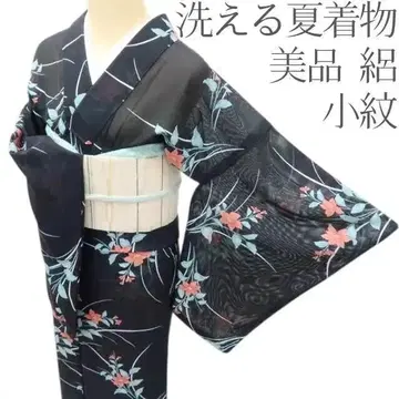 Y2816 새상품급 명주 코몬 워셔블 여름 기모노