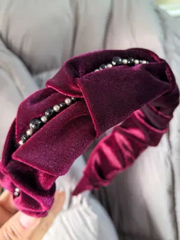 버건디 벨벳 헤어밴드