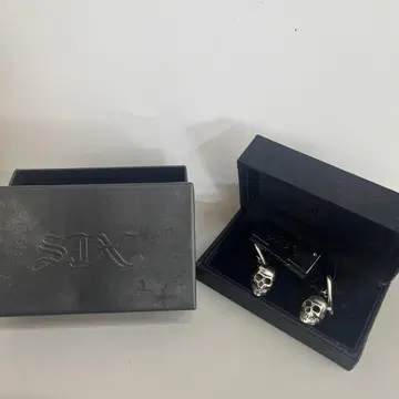 미사용 SJX 스컬 커프스 단추 실버